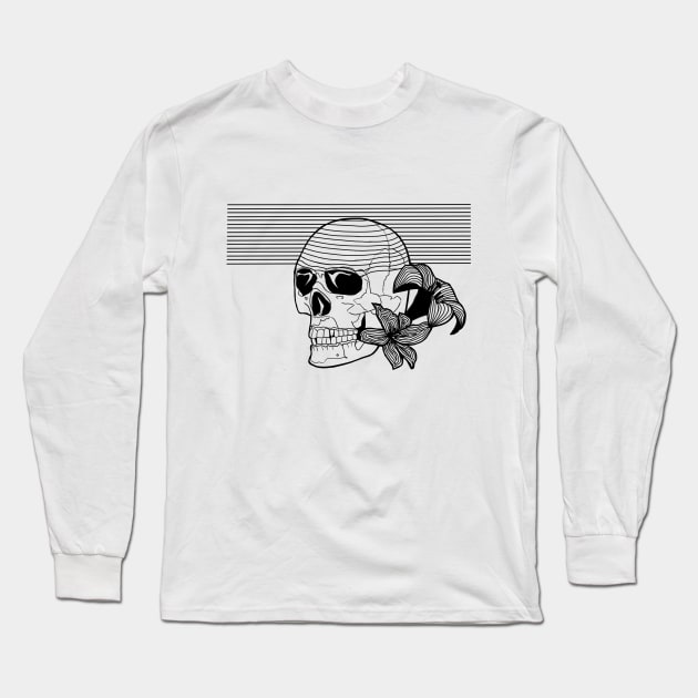 Floral Skull Long Sleeve T-Shirt by euglenii